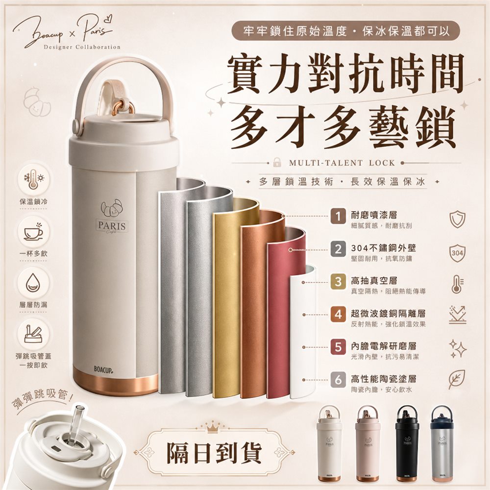 台灣設計師款陶瓷內膽 可頌杯 750ml 圖5