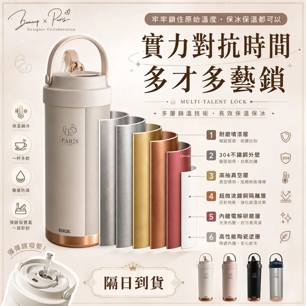 台灣設計師款陶瓷內膽 可頌杯 750ml 圖5