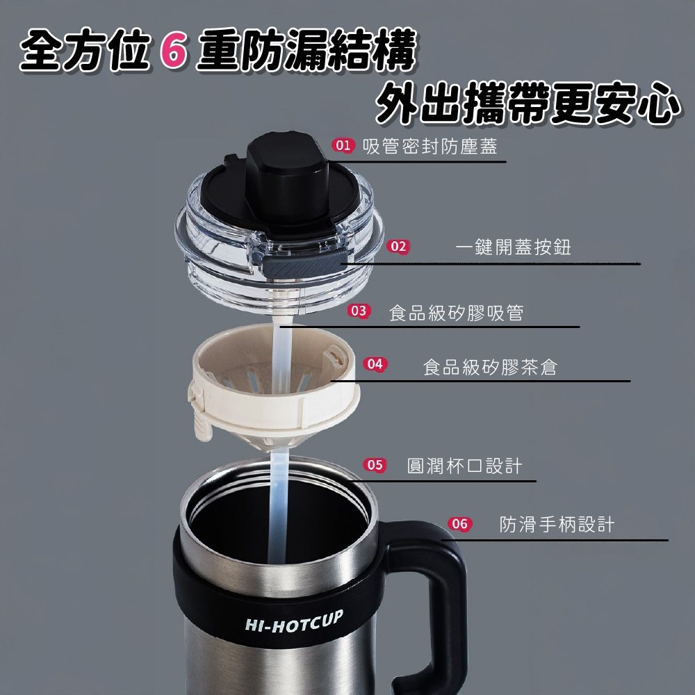 陶瓷內膽手把大容量冰壩杯 1200ml 圖3